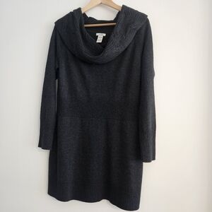 Cache Charcoal Cowl Neck Tunic Sweater